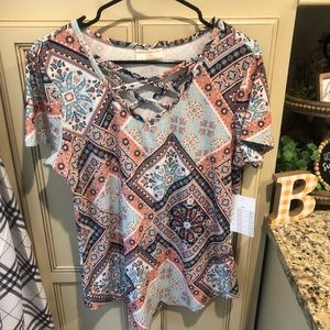 NWT Bobbie Brooks ladies cross cross shirt